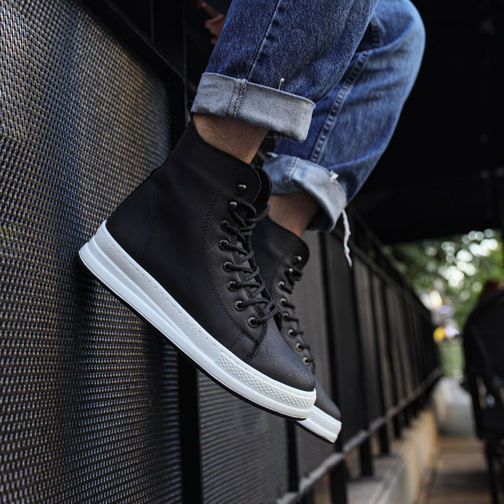 mens all black high top sneakers